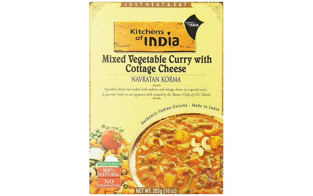 Kitchens Of India Mixed Vegetable Curry With Cottage Cheese Navratan Korma   Box  285 grams